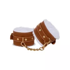 Tan and White Furry Handcuffs - Pleasure Bound at Spencer's