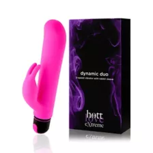 Dynamic Duo Rechargeable Waterproof G-Spot Vibrator with Rabbit Sleeve 9.3 Inch - Hott Love Extreme at Spencer's