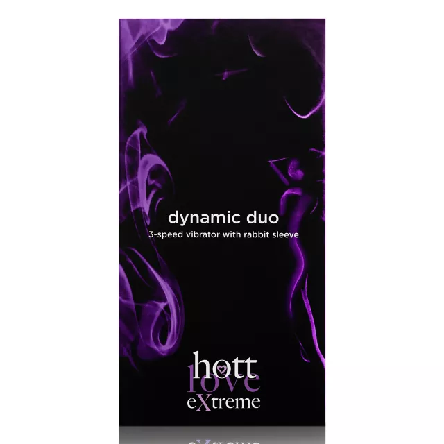 Dynamic Duo Rechargeable Waterproof G-Spot Vibrator with Rabbit Sleeve 9.3 Inch - Hott Love Extreme at Spencer's
