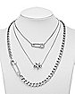 CZ 3 Row Playboy Bunny Paperclip Dice Chain Necklace