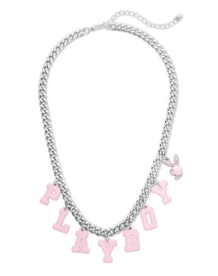 CZ Pink Playboy Varsity Chain Necklace