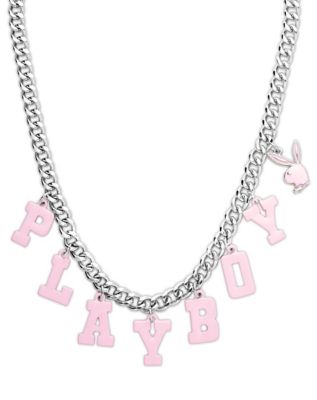 CZ Pink Playboy Varsity Chain Necklace
