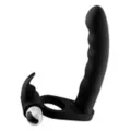 Double Up Rechargeable Vibrating Cock Ring with Butt Plug - Arouz'd at Spencer's