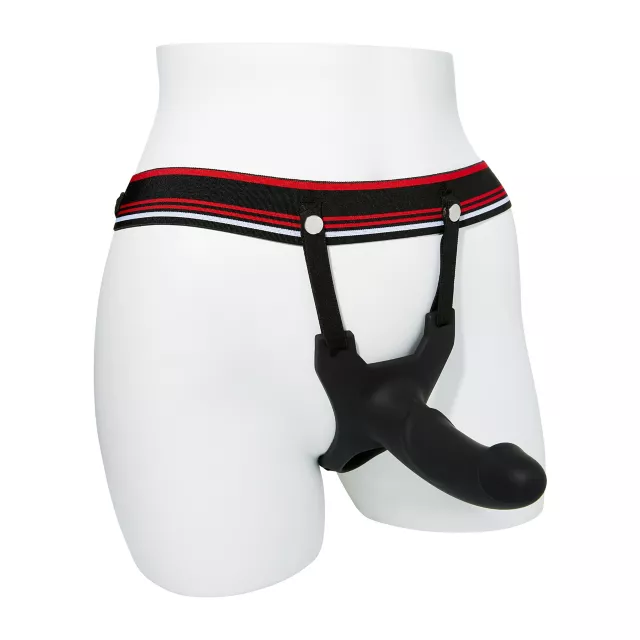 Stiff One Hollow Strap-On Dildo 6.5 Inch and Harness - Arouz'd at Spencer's