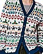 White Fair Isle Ugly Christmas Sweater Cardigan