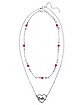CZ Barbie Heart Double Row Chain Necklace