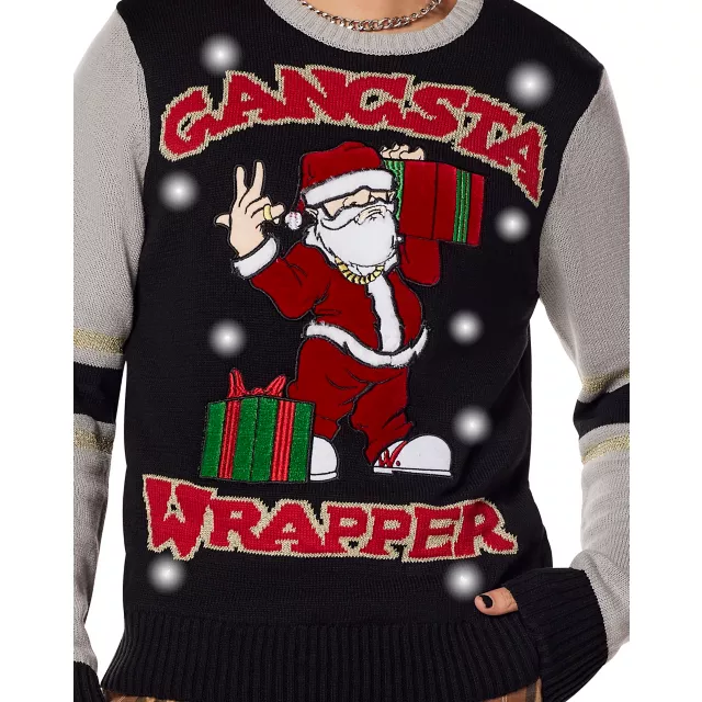 Gangster wrapper christmas jumper best sale