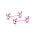 CZ Pink Playboy Bunny Cutout Nipple Barbells - 14 Gauge at Spencer's