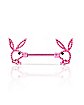 CZ Pink Playboy Bunny Cutout Nipple Barbells - 14 Gauge