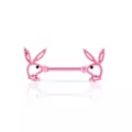 CZ Pink Playboy Bunny Cutout Nipple Barbells - 14 Gauge at Spencer's