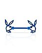 CZ Blue Playboy Bunny Cutout Nipple Barbells - 14 Gauge