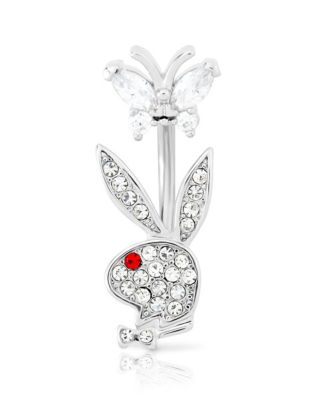 CZ Butterfly Pendant Belly Ring - 14 Gauge - Spencer's