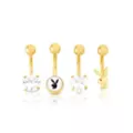 Multi-Pack Heart CZ Goldplated Playboy Belly Rings 4 Pack - 14 Gauge at Spencer's