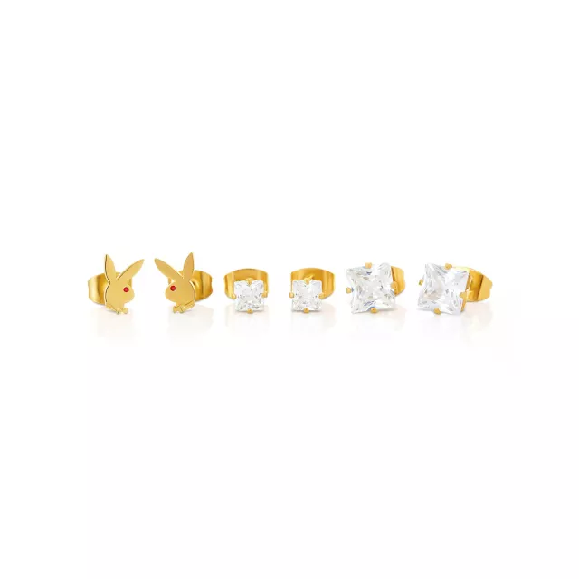 Multi-Pack Playboy Bunny and CZ Stud Earrings - 3 Pair at Spencer's