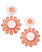 Pink '70s Flower Dangle Earrings