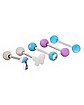 Multi-Pack CZ Round Mushroom and Butterfly Barbells 5 Pack - 14 Gauge
