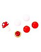 CZ Red Goldtone Mushroom Barbell with Extra Balls 6 Pack - 14 Gauge