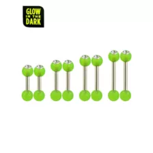 Multi-Pack CZ Glow in the Dark Green Barbells 8 Pack - 14 Gauge at Spencer's