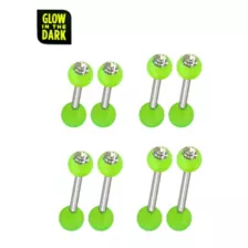 Multi-Pack CZ Glow in the Dark Green Barbells 8 Pack - 14 Gauge at Spencer's