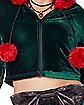Green and Red Crop Top Ugly Christmas Sweater Hoodie