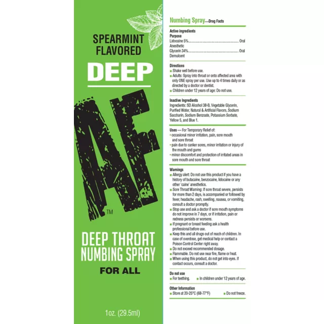 Deep AF Spearmint Throat Numbing Spray - 1 oz. at Spencer's