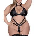 Plus Size Bararella Black Strappy Studded Bodysuit at Spencer's