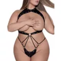 Plus Size Studded Cupless Black Bodysuit at Spencer's
