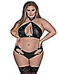 Plus Size Strappy Studded Cutout Bra and Panties