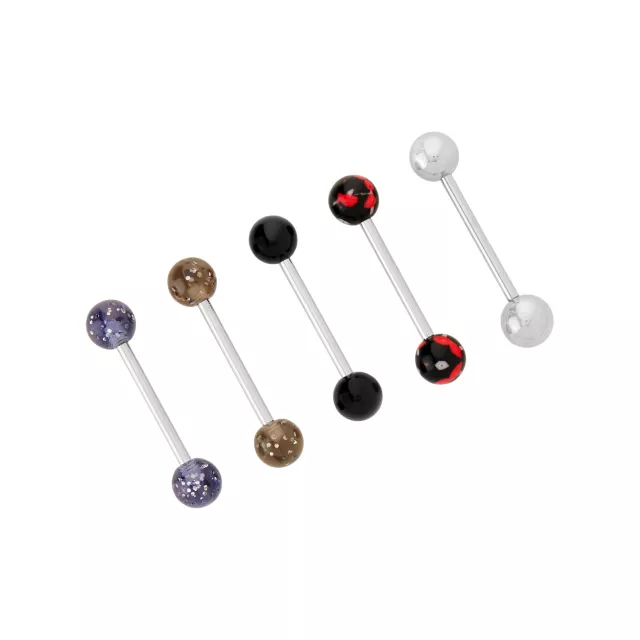 Multi-Pack Black Grey Yellow Red and Clear Barbells 5 Pack - 14 Gauge at Spencer's