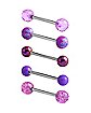 Multi-Pack Pink and Purple Glitter Barbells 5 Pack - 14 Gauge