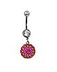 CZ Colorful Retro Flower Dangle Belly Ring - 14 Gauge
