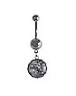 CZ Colorful Retro Flower Dangle Belly Ring - 14 Gauge