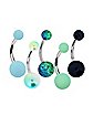 Multi-Pack Multi-Color Matte and Glitter Belly Rings 5 Pack - 14 Gauge