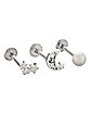 Multi-Pack Moon and Stars Cartilage Earrings 3 Pack - 16 Gauge