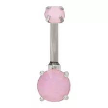 Double Gem Pink Opal-Effect Belly Ring - 14 Gauge at Spencer's