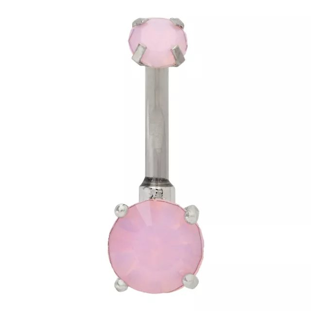 Double Gem Pink Opal-Effect Belly Ring - 14 Gauge at Spencer's
