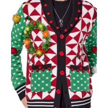 Light-Up Wreath Christmas Cardigan Sweater at Spencer's