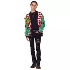 Light-Up Wreath Christmas Cardigan Sweater at Spencer's
