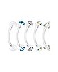 Multi-Pack Clear Acrylic Curved Barbells 5 Pack - 16 Gauge