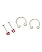 Multi-Pack Pave Labrets and Horseshoe Rings 2 Pair - 16 Gauge