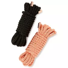 Black and Rose Goldtone Silky Shackles Bondage Rope - Pleasure Bound at Spencer's