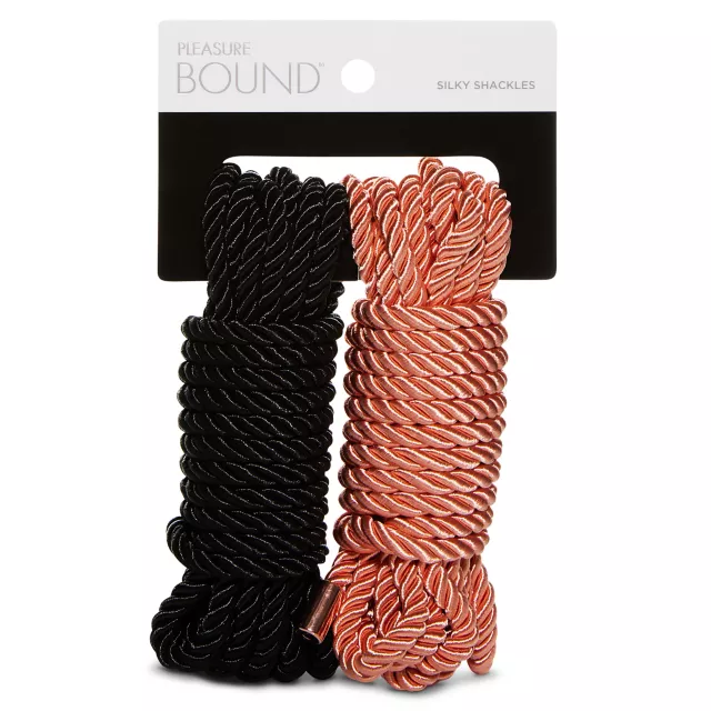 Black and Rose Goldtone Silky Shackles Bondage Rope - Pleasure Bound at Spencer's
