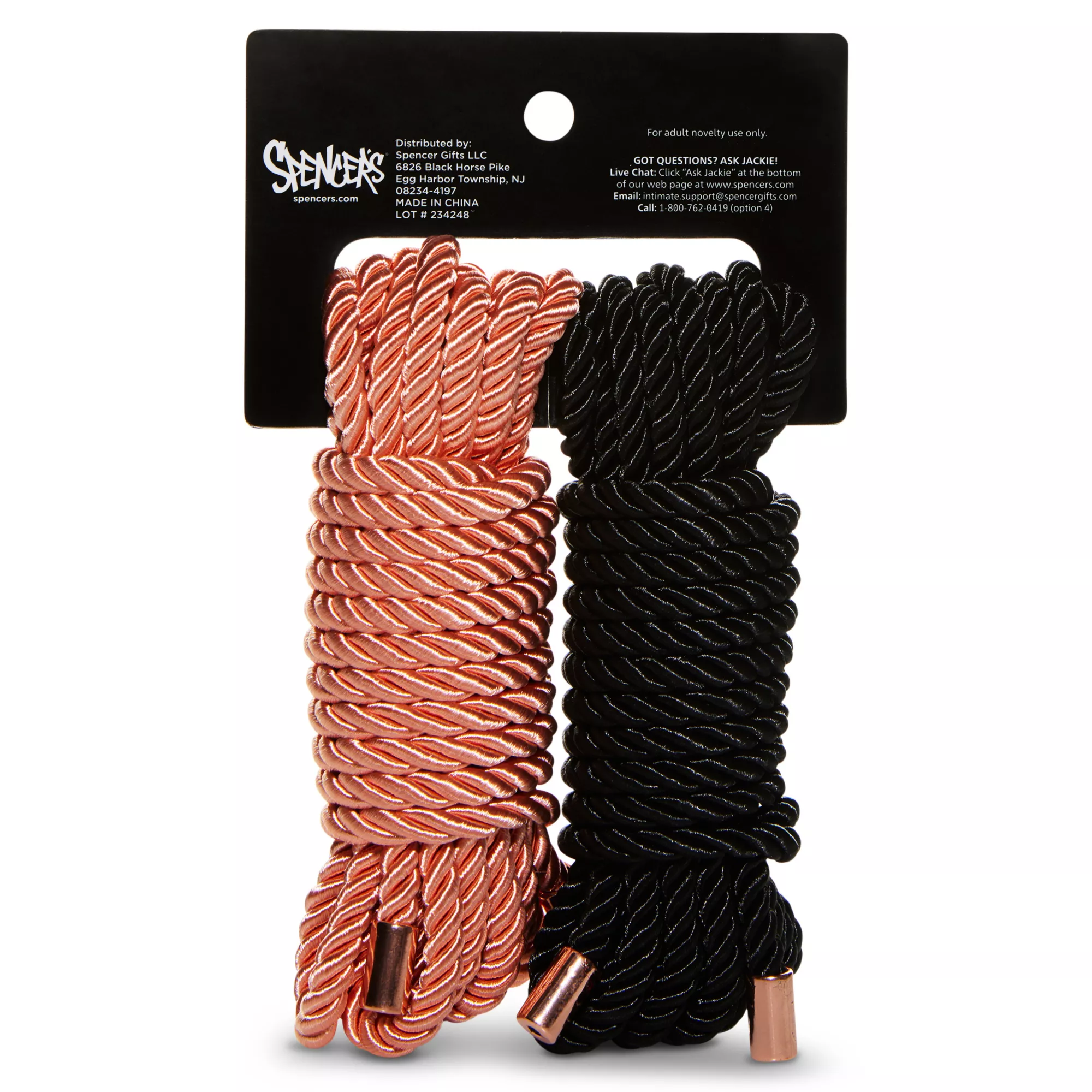Black and Rose Goldtone Silky Shackles Bondage Rope - Pleasure Bound at Spencer's