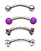 Multi-Pack CZ Purple Curved Barbells 4 Pack - 16 Gauge