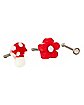 Multi-Pack CZ Red Flower and Mushroom Bone Nose Rings 3 Pack - 20 Gauge