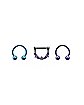Multi-Pack CZ Purple and Blue Star Horseshoe Rings and Clicker Septum Ring 3 Pack - 16 Gauge