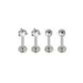 Multi-Pack CZ Silvertone Labret Lip Rings 4 Pack - 16 Gauge at Spencer's