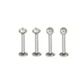 Multi-Pack CZ Silvertone Labret Lip Rings 4 Pack - 16 Gauge at Spencer's