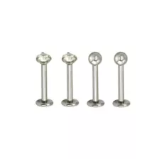 Multi-Pack CZ Silvertone Labret Lip Rings 4 Pack - 16 Gauge at Spencer's