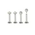 Multi-Pack CZ Silvertone Labret Lip Rings 4 Pack - 16 Gauge at Spencer's